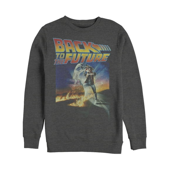 Men's Back to the Future Retro Marty McFly Poster Sweatshirt Charcoal Heather Medium