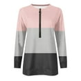 thumbnail image 4 of BLVB Women's Casual Color Block Sweatshirts Long Sleeve Half Zipper Loose Lightweight Pullover Tops Fall Clothes, 4 of 5