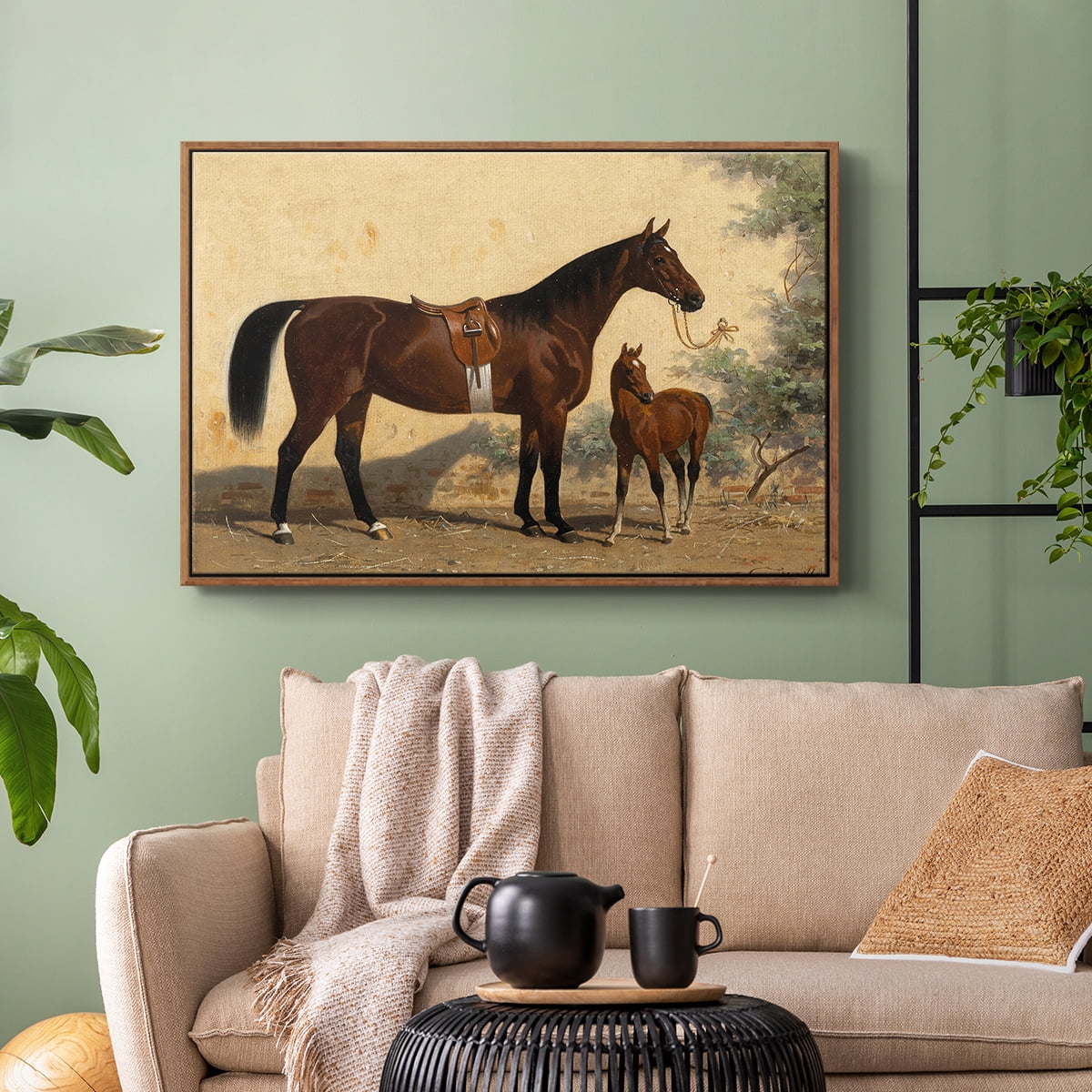 Vintage Animal Print-XLV By Wexford Home Framed in Walnut Wood Gallery Wrapped Canvas 27 in. x 41 in.