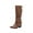 Brown, variant on Women's Western Boots Chunky Heel Mid Calf Distressed Leather Trendy Buckle Detail Versatile Comfortable and Classic Retro Fall Winter Boots