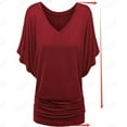 thumbnail image 5 of Plus Size Womens Shirts Plus Size V Neck Short Sleeve Batwing T Shirt Fold Hem Solid Tops Plus Size Tops L, 5 of 5