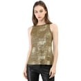 thumbnail image 2 of Camiseta Sin Mangas Allegra K Con chaleco Brillante Metálico Oro oscuro L, 2 of 6