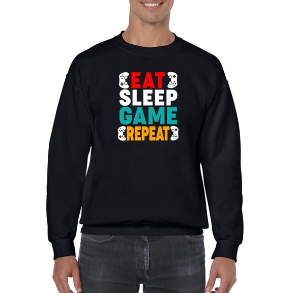 Eat, Sleep, Game And Repeat! Sweatshirt Men -GoatDeals Designs, Male 5X-Large