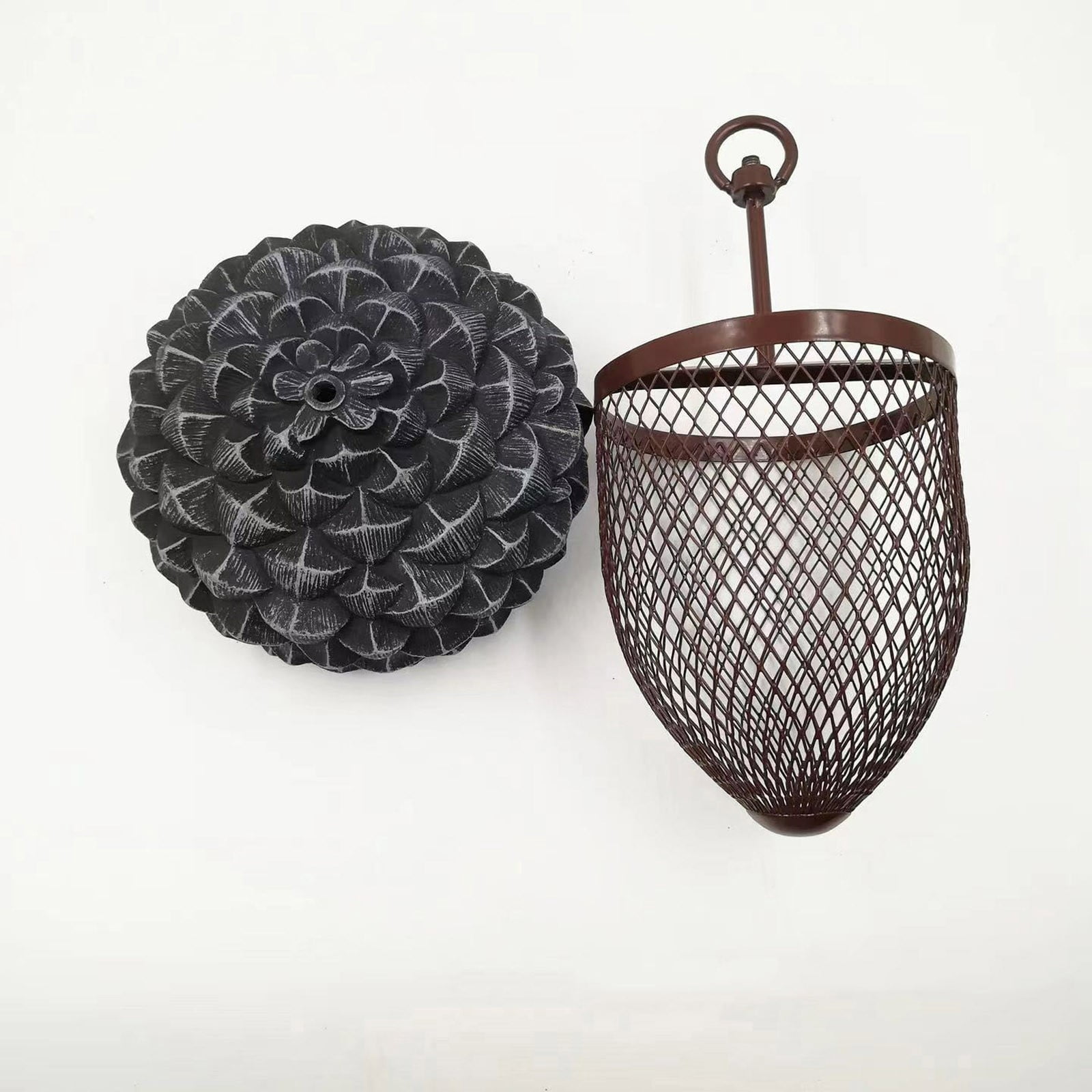 TTJ Bird Feeder Pole Hanging Bird Feeder Garden Courtyard Decorations Hummingbirds Acorns Iron Bird Feeders Resin Crafts Decorations
