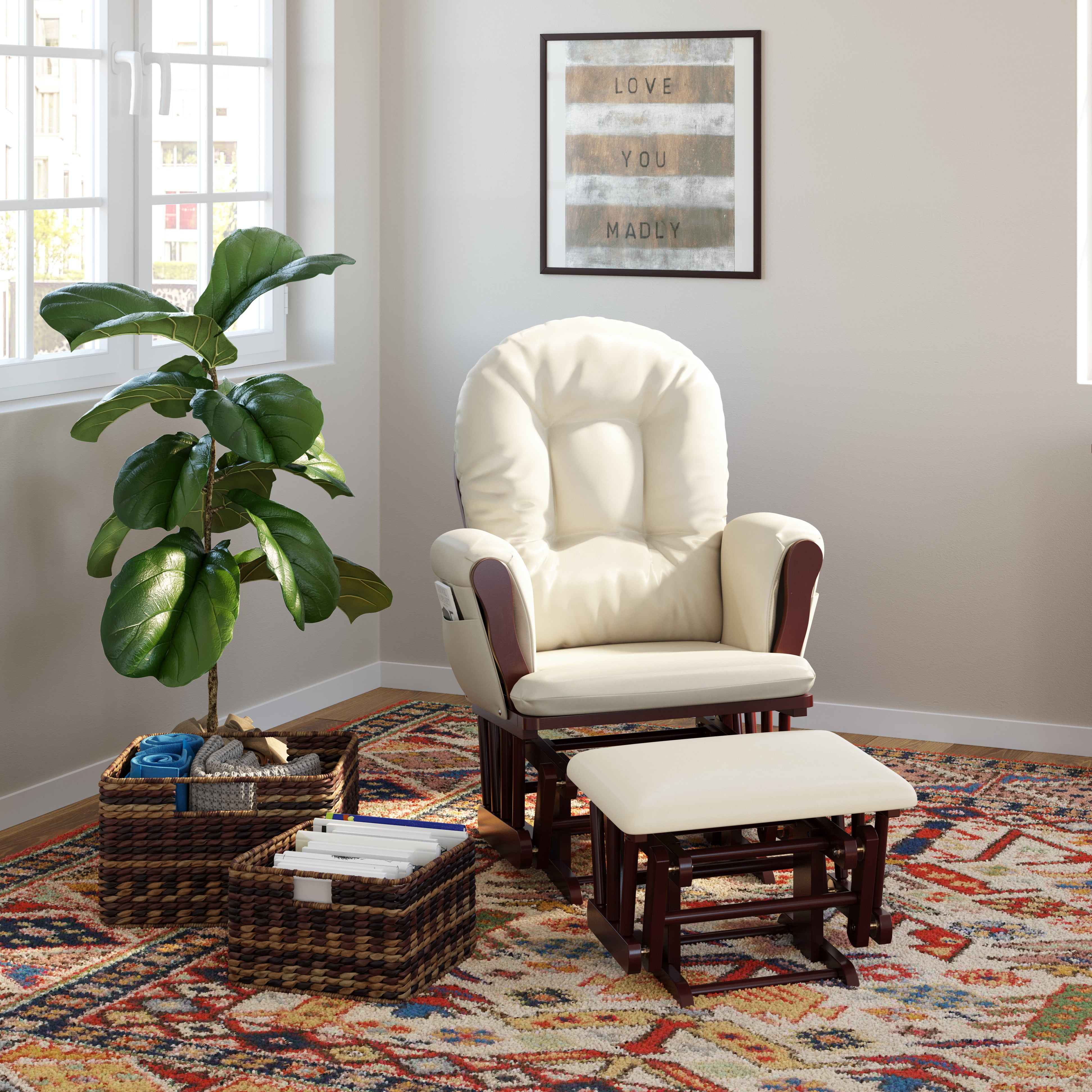 Storkcraft Hoop Nursery Glider with Ottoman, Cherry with Beige