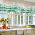 thumbnail image 3 of 2 Pack Ocean Wave Valance for Window Sage Green Gradient Beach Boho Kitchen Valance Rod Pocket Short Curtain Topper Decorative Window Treatment for Living Room Bedroom 60"x18", 3 of 8