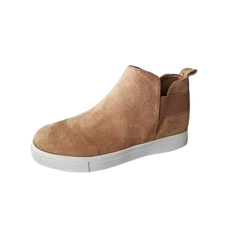 

Harsuny Women Work Fashion Ankle Boots Slip On Sneaker Booties Outdoor Resistant Mid Top Khaki 7
