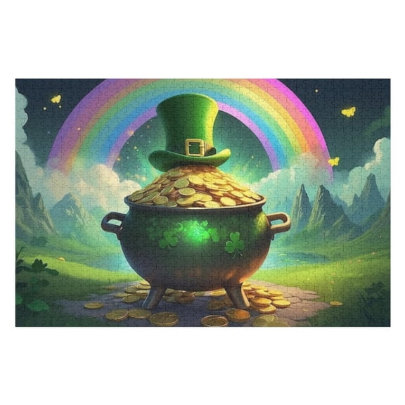 Puzzles for Adults 300 Pieces - St Patrick'S Day Leprechauns Hidden Pot Gold Fun Brain Puzzle Lovers Challenging and Relaxing Gifts Idea