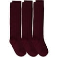 thumbnail image 2 of Piccolo Hosiery Girls Cable Knee High Socks 3-Pack(Burgundy 9/11), 2 of 2