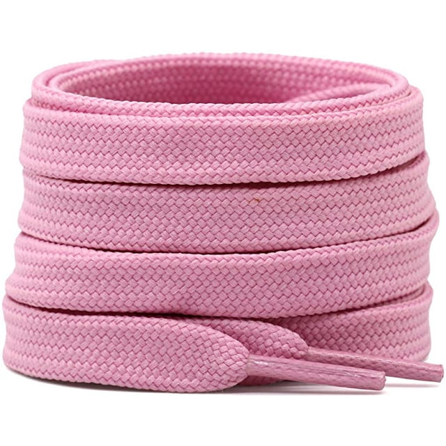 Solid Flat Shoelaces Hollow Thick Athletic Shoe Laces Strings 2 Pair, Pink 39"Inch (10OCM)
