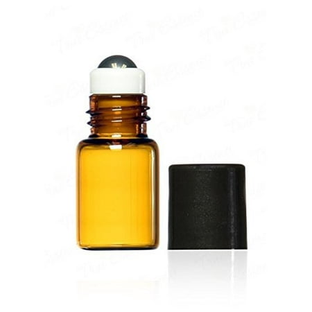 Grand Parfums 3 ml, 3/4 Dram Amber Glass Mini Roll-on Glass Bottles with Metal Roller Balls - Refillable Aromatherapy Essential Oil Roll On (144)
