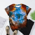 thumbnail image 7 of Penkiiy Galaxy Printed Shirt , Womens Vintage Casual Loose Short Sleeve Tee Tops L Khaki, 7 of 7