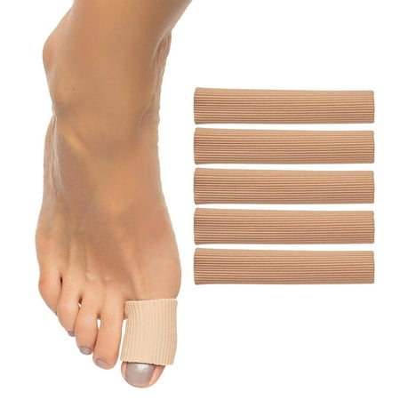 Gripper Toe Stops - ZenToes Open Toe Tubes Fabric Gel Lined Sleeve Protectors for Corns, Blisters, Hammertoes - 5 Pack