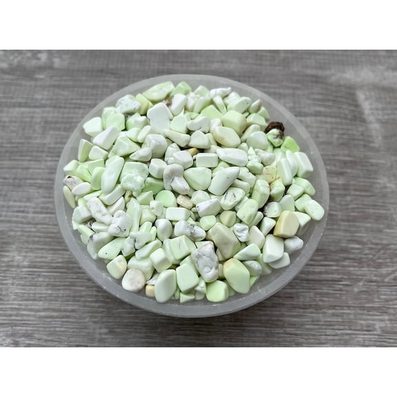 WHOLESALE Natural Semi Tumbled Lemon Chrysoprase Gemstone Chips ( 2 oz / 0.125 lb )