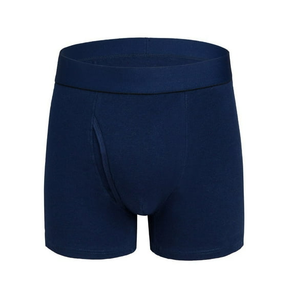 khonts,Men's Breathable Boxer Briefs Soft Cotton Underwear Side Slit High Absorbency Overnight Leak Proof Underpants Dark Blue XL