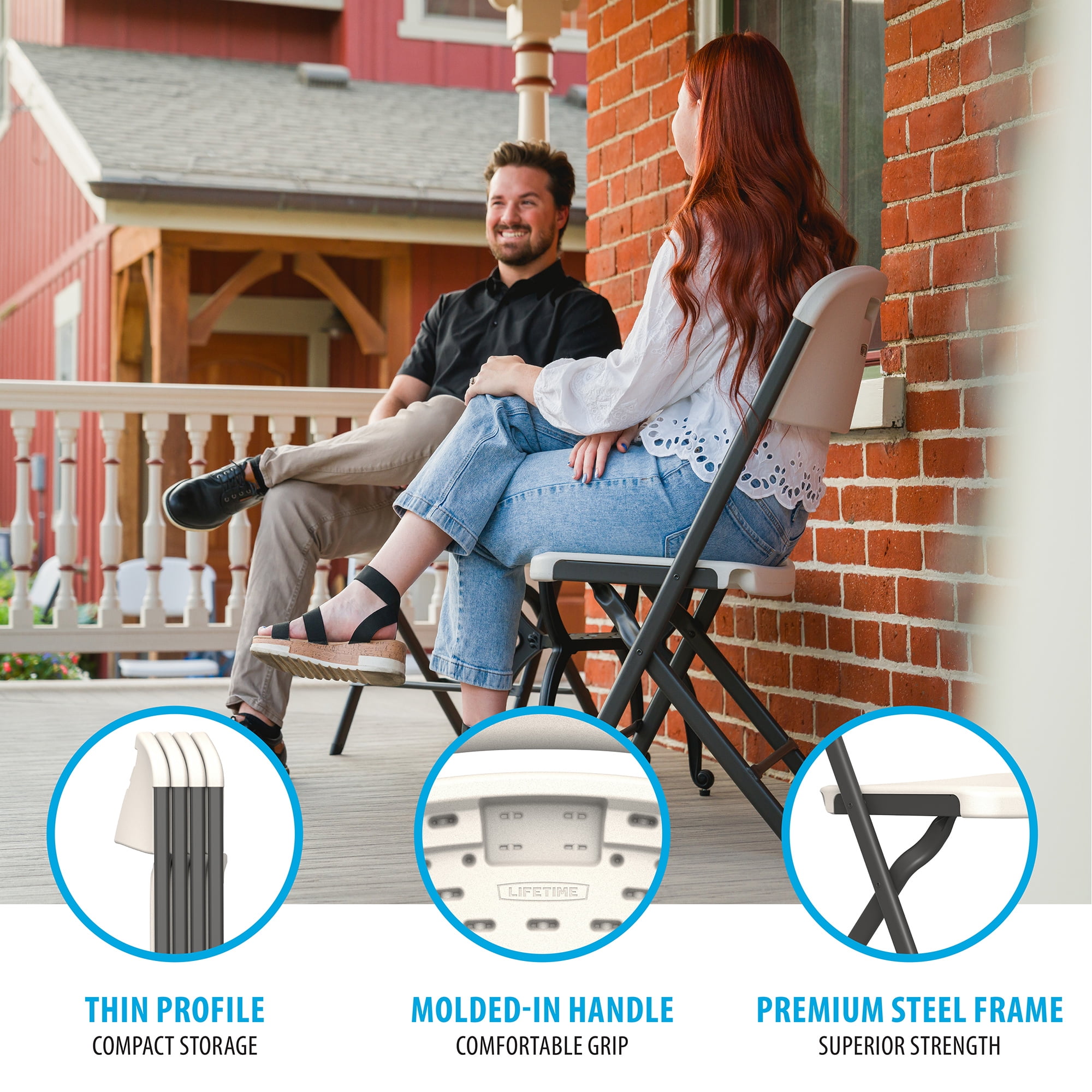 Lifetime Polyethylene Folding Chair - 4 Pack, Indoor/Outdoor (Commercial Grade)- Almond (81157)