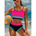 thumbnail image 5 of Sociala Adjustable Straps Bikini Sets for Womens Contrast Sport Tw Pieced Bathing Suits, 5 of 7