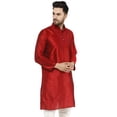 thumbnail image 3 of SKAVIJ Men's Art Silk Embroidery Long Shirt Top Indian Wedding Dress Only Kurta Red, X-Large, 3 of 6