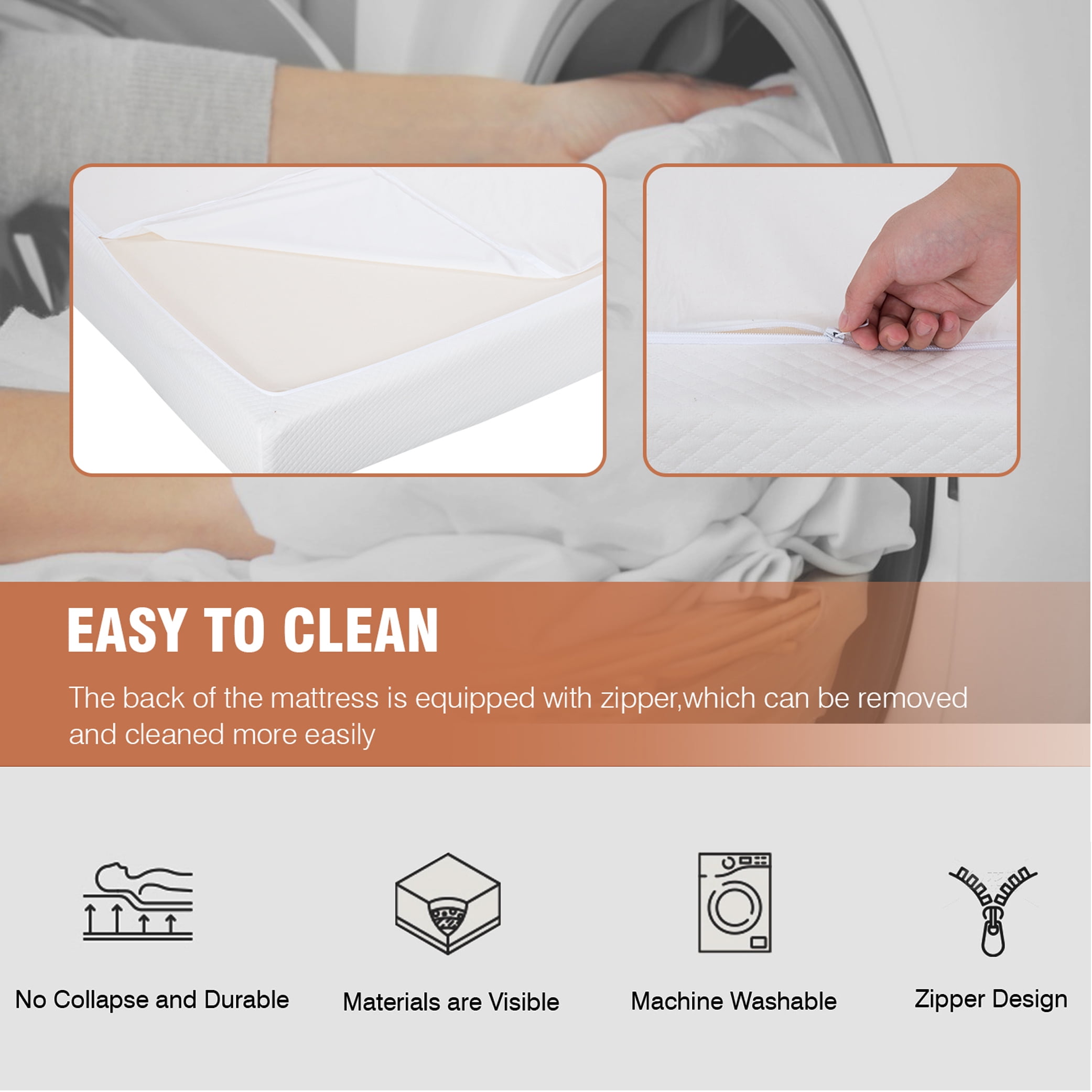 XF XINFENG 8 Inch Twin Single Mattress Memory Medium Firm Foam CertiPUR-US Certified Sleep & Pressure Relief Mattress-in-a-Box, White