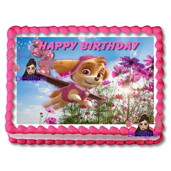 Puppy Skye Birthday Edible Image Cake Topper, by ToriBellas Designs