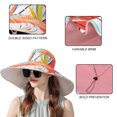 thumbnail image 3 of Sombreros de algodón de ala ancha para el sol, protección UV de verano, sombrero bohemio UPF para playa, senderismo, jardín, viaje, correa para la barbilla, 3 of 5