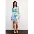 thumbnail image 2 of Multicolor Tie-dye Velvet Cropped Long Sleeve Top & Bike Shorts Set, 2 of 5