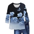 thumbnail image 2 of RKSTN Hauts pour Enseignants Blouses Imprimées pour Femmes Manches 3/4 Col Rond Chandail Haut à la Mode Tenues d'École pour Enseignants, 2 of 4