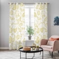thumbnail image 5 of Boho Yellow Floral Kitchen Curtains 96 Inch Length, Vintage Farmhouse Paisley Plant Leaf Grommet Top Bedroom Living Room Curtains, Light Filtering Cafe Curtain Drapes 2 Panels Set 104''x96'', 5 of 9