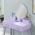 thumbnail image 3 of Roundhill Furniture Liannon Vanity and Stool Set, 3 Piece, Modern, Plush Seating, Purple, 3 of 6