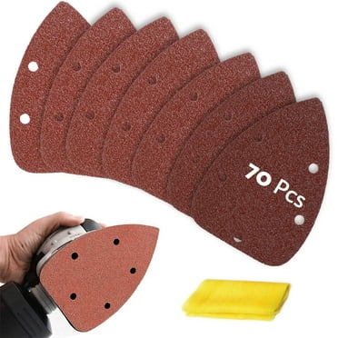 Mouse Sander Sandpaper 70pcs, 40 60 80 100 150 240 320 Grit Mouse Sander Pads, Ryobi Sander Replacement Pad for Detail Mouse Sander, Ryobi Sanding Pads Sand Paper with Tack Cloth