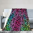 thumbnail image 1 of DouZhe Ultra-Soft Micro Fleece Lightweight Flannel Bed Blanket, Rainbow Animal Texture Print Cozy Warm Throw Blankets, 50"x40", 1 of 7