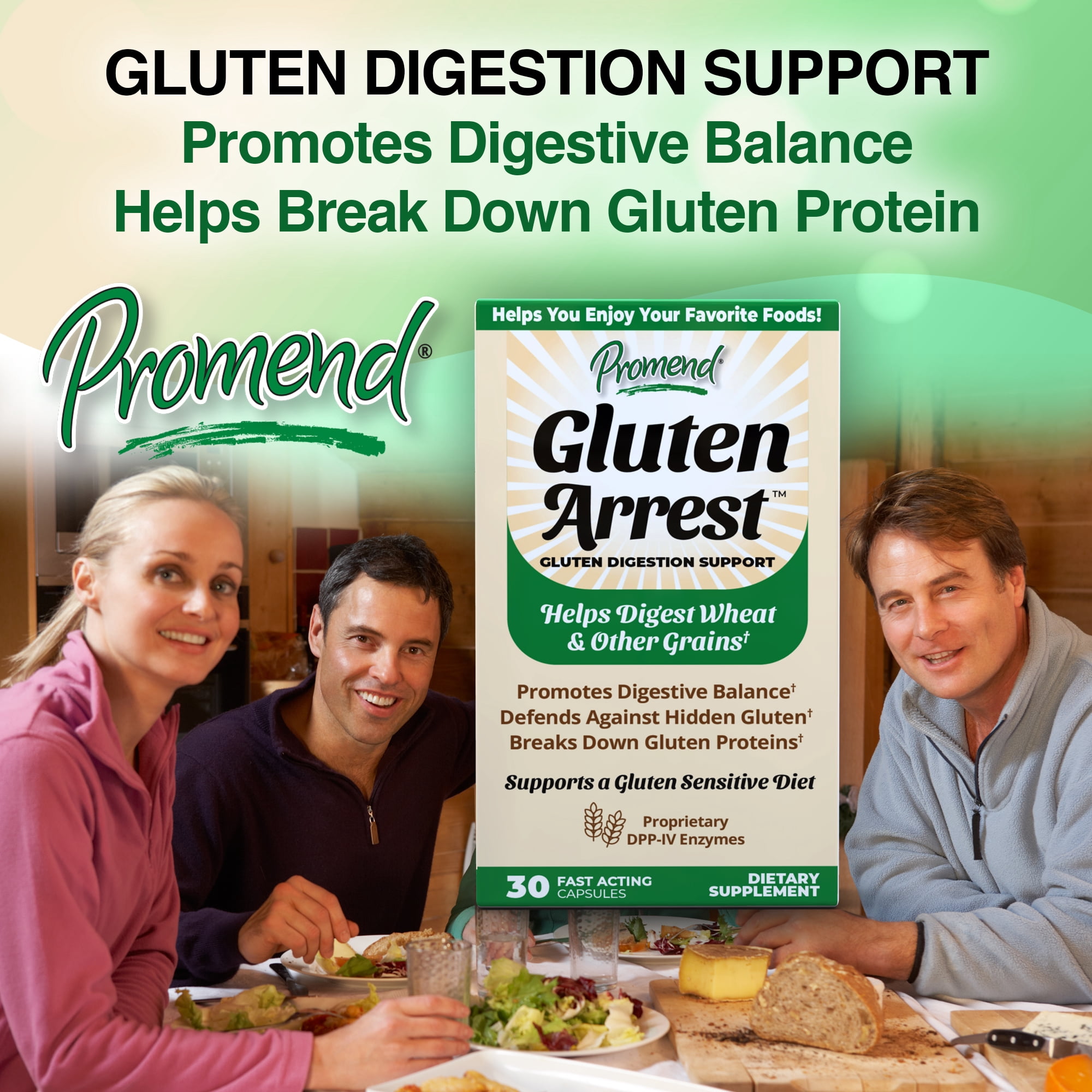 Promend Gluten Arrest, Helps Neutralize Gluten, Digest Hidden Gluten, Promotes Digestive Balance, 30 Capsules