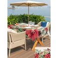 thumbnail image 4 of Outdoor Tablecloth with Umbrella Hole and Zipper, Christmas Poinsettia Rectangle Table Cloth 54x80 Inch Waterproof Tablecloth, Xmas Birds Berries Eucalyptus Botanical Picnic Table Cover for Patio, 4 of 7