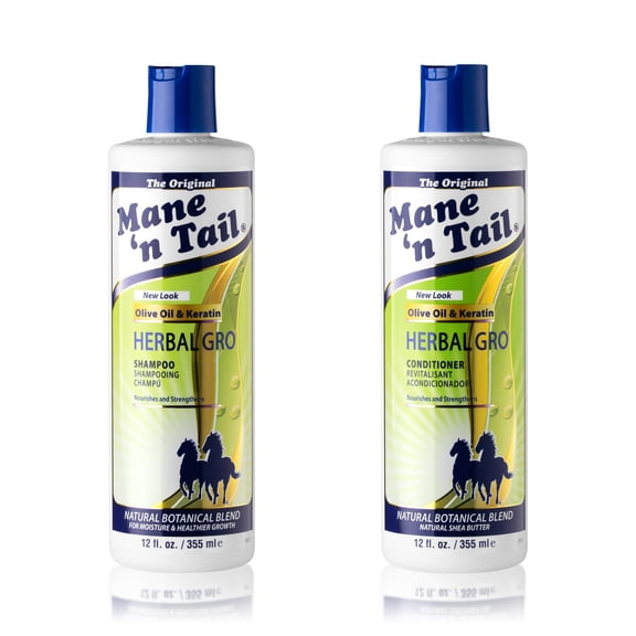 Mane 'n Tail Herbal Gro Shampoo & Conditioner, With Olive Oil, Strengthens & Nourishes Hair, 12 fl oz 2-Pack