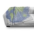 thumbnail image 3 of World Map Soft Flannel Fleece Throw Blanket, Map of the World Fingerprint Style Continents Asia Europe Africa America, Cozy Plush for Indoor and Outdoor Use, 50" x 60", Navy Blue Green, by Ambesonne, 3 of 6