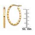 thumbnail image 3 of 14 Karat Yellow Gold Striped Edge Oval Hoop Earrings, 3 of 5