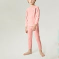 thumbnail image 6 of Riecok Girls Thermal Underwear Sets Long Sleeve Solid Color Pullover Tops and Long Pants Soft Comfortable Bottom Sets, 6 of 8