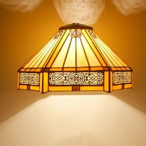 Tiffany Lamp Shade Replacement W12H6 Inch Yellow Stained Glass Mission Hexagon Style For Table Lamp Ceiling Fixture Pendant Light S011  Parent Lover Kid Bedroom Study Desk Bedside Nightstand