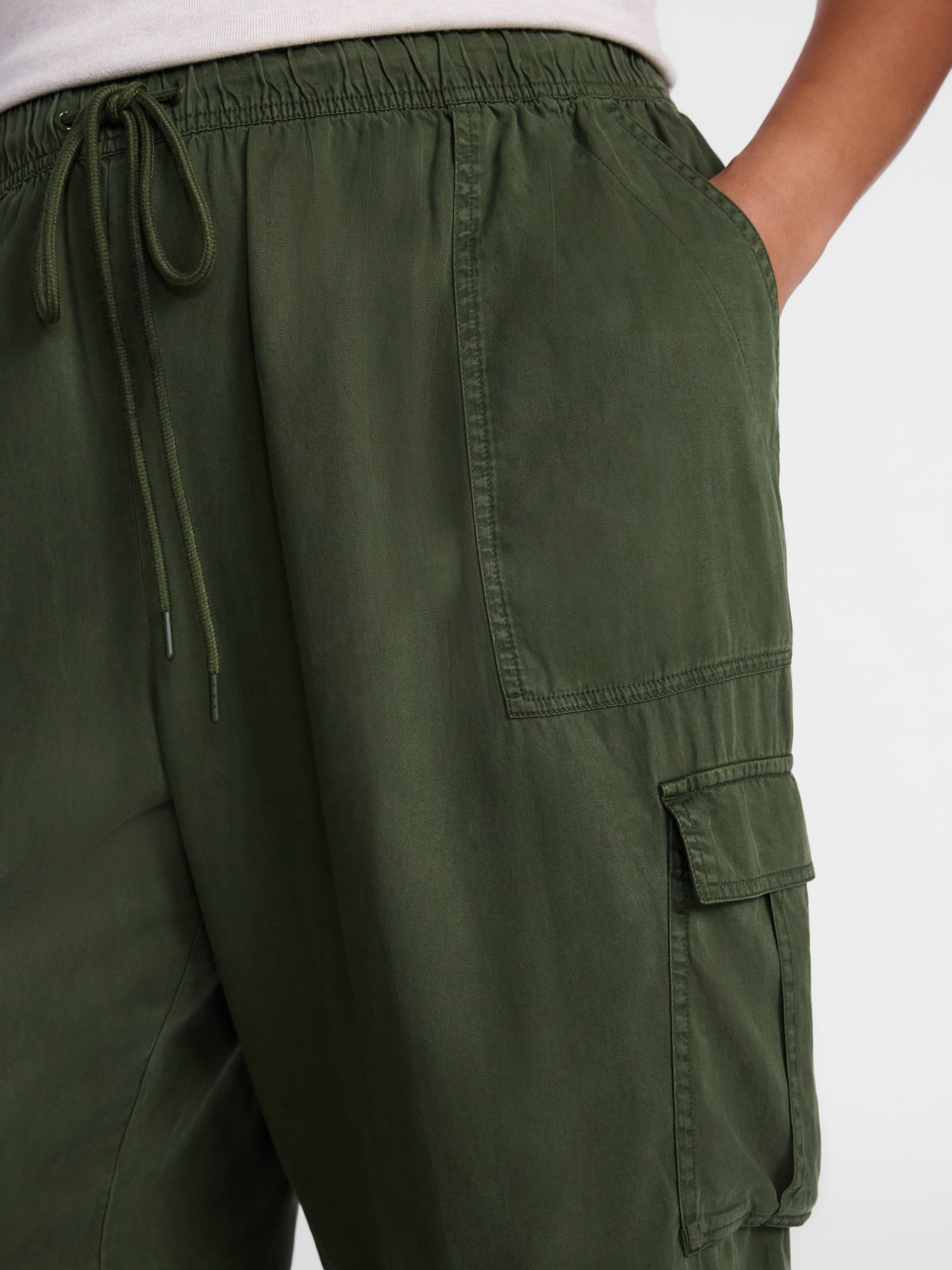 Terra & Sky Women's Plus Cropped Cargo Wide Leg Pants, Sizes 0X-4X