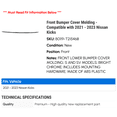 thumbnail image 2 of Front Bumper Cover Molding - Compatible with 2021 - 2023 Nissan Kicks 2022, 2 of 2