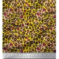 thumbnail image 1 of Soimoi Yellow polyester Crepe Fabric Leopard Animal Skin Printed Craft Fabric by the Yard 42 Inch Wide, 1 of 3