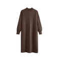 thumbnail image 2 of DecSea Women's 2024 Trendy Fall Long Sleeve Sweater Dress Round Neck Pullover Sweater Ribbed Knit Mini Dress, 2 of 3