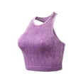 thumbnail image 1 of Womens Crop Solid Washed Seamless Rib-Knit Camisole Crop Tank Tops Quick Drying Bra Sports Bra, 1 of 2