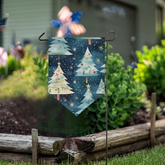 Christmas Trees and Stars Garden Flag 18" x 12.5" Double Sided Yard Lawn Outdoor Decor Small Yard Flags