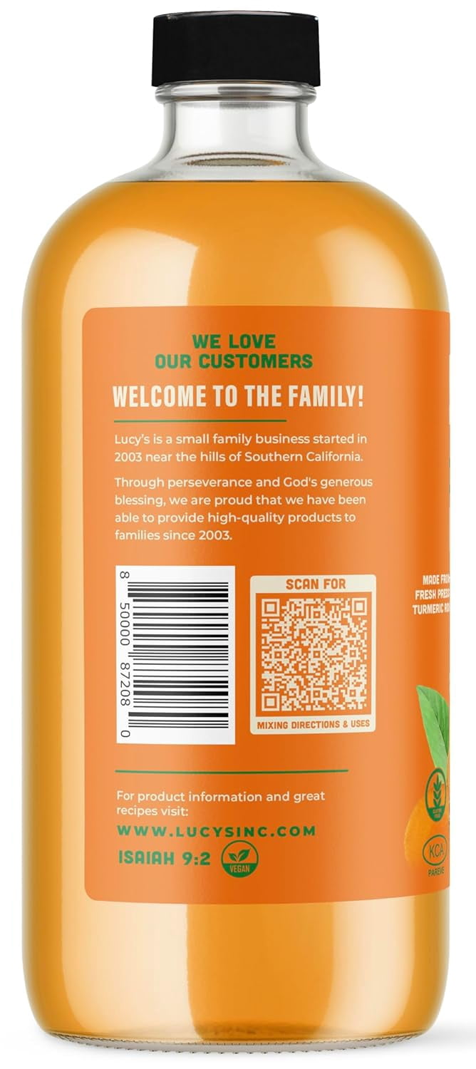 Lucy’s Fiji Turmeric Organic Non-GMO 99% Pure Turmeric Juice - 34 oz Glass Bottle (Made from Fresh Pressed)