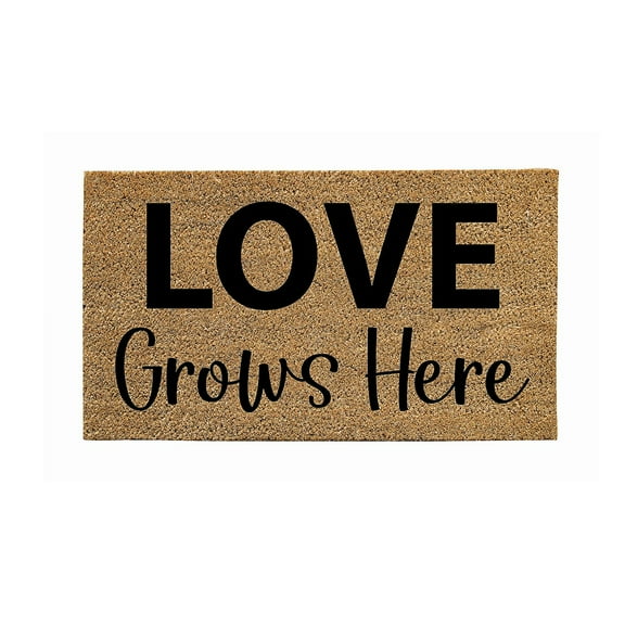 28" x 16" Nature Coir Mat, Love Grows Here