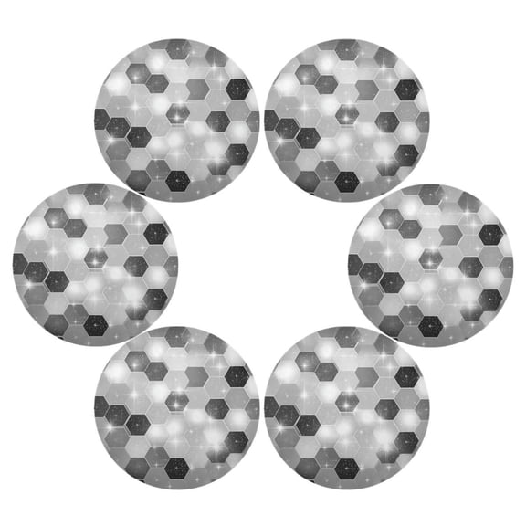 RMDQTR Futuristic Sparkle Hex Tile Round Placemats Set of 6 Heat Resistant Washable Kitchen Table Decorations 15.4in