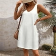 thumbnail image 4 of Atogsazn Women Summer Sleeveless T-Shirt Dress with Pocket Comfort Fashion V-Neck Beach Dress Casual Dresses for Women White S, 4 of 7