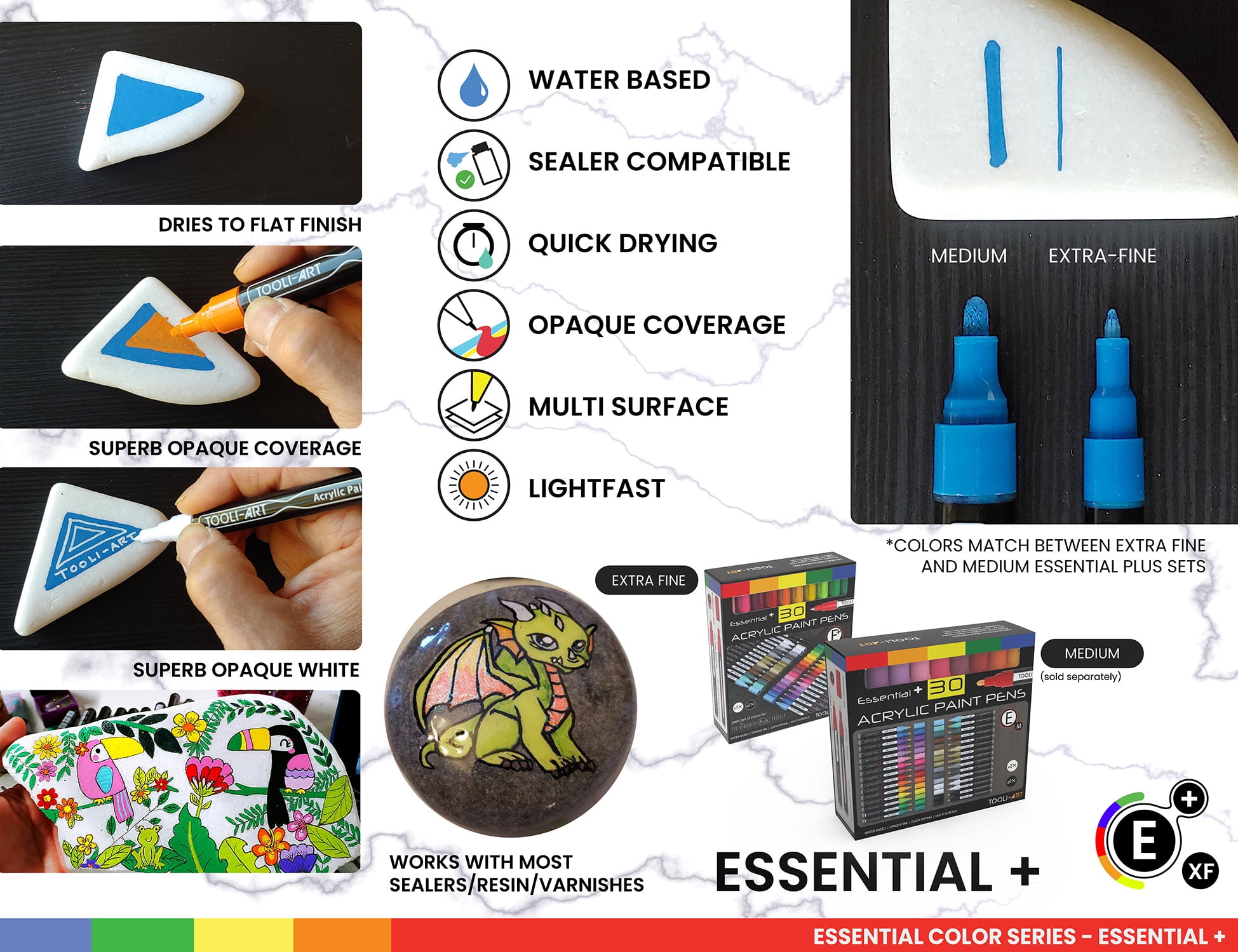 Tooli-Art Acrylic Paint Markers Paint Pens for Rock Painting, For Canvas, Mugs, Quick Drying with 0.7mm Extra Fine Tip Paint Marker Set