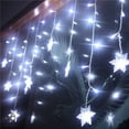 thumbnail image 2 of Zukuco 96 LED Snowflake Fairy String Curtain Window Light LED Starry Christmas String Lights for Christmas Bedroom Outdoor Indoor Decorations, 2 of 8